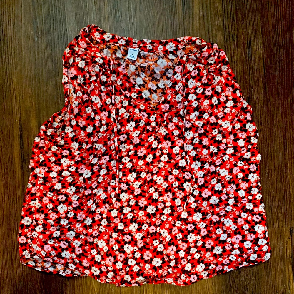 Red floral tank top